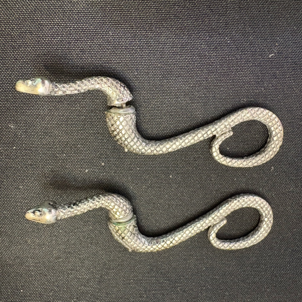 SPOOKY Silver SNAKE, Skull and Skeleton Hand earrings Set